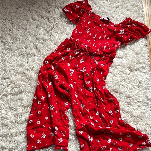 Ivy City Co Other - Red Floral Jumpsuit